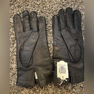 Portolano Men’s Black Leather Gloves Size 8